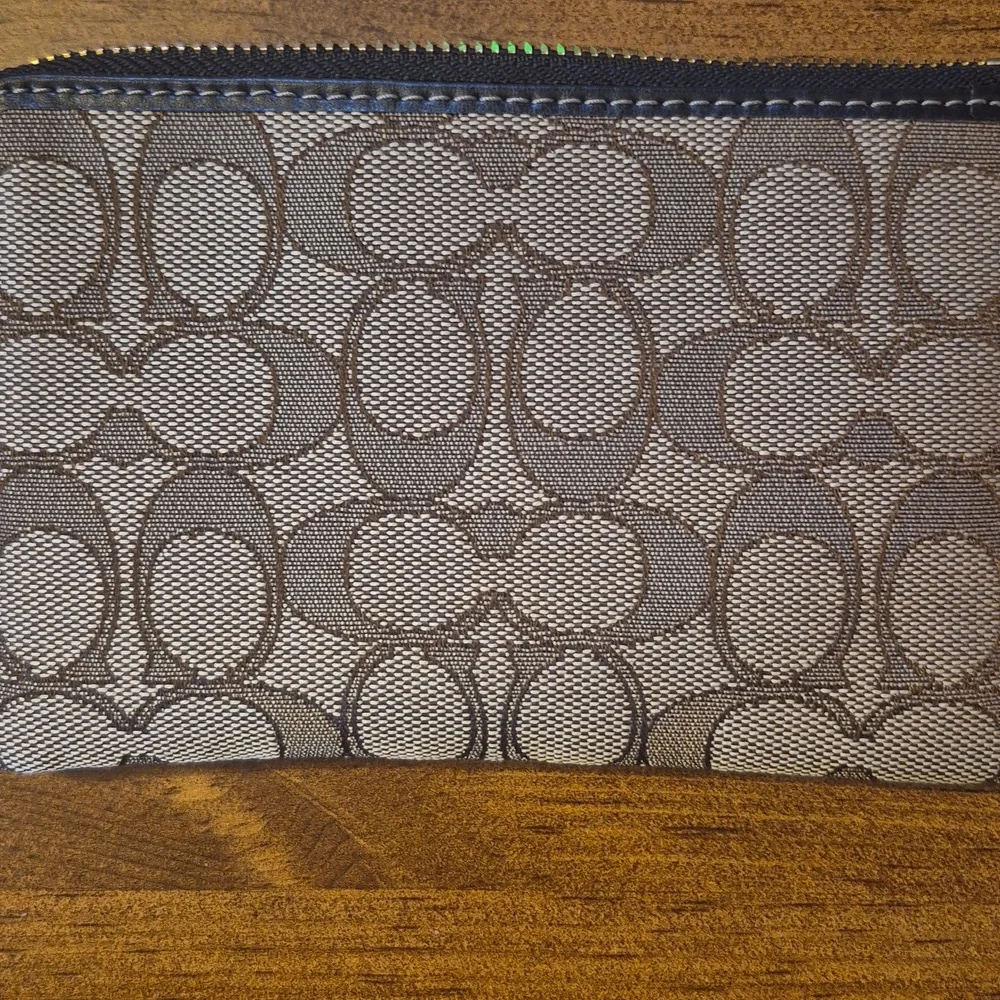Coach Tan and Brown Signature Wristlet